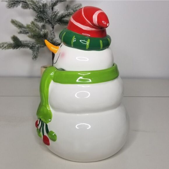 Ganz‎ Snowman Cookie Jar Christmas Holiday Decor Food Storage - Picture 5 of 16